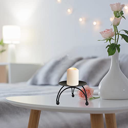 Symfloor Black Candle Holder, Set Of 3 Iron Pillar Candle Plate Small-2.5Inch Decorative Decorative Small Candle Stick Holder Fit Led & Wax Candles, Pedestal Candle Stand For Tables, Wedding,Christmas #TOP6