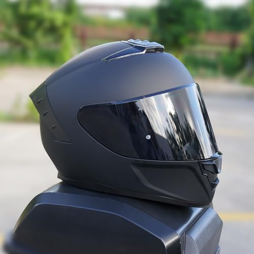 Image of Full Face Motorcycle Helmet,Helmets for Adults Motorcycle, MG611 Motorbike Racing Street Bike Helmets with Black Visor for Men Women,DOT Approved (Matte Black-B, XXL)