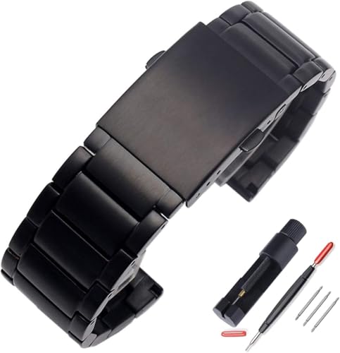 Bracelet de montre acier inoxydable double verrouillage métal pour montre homme taille 22mm-28mm