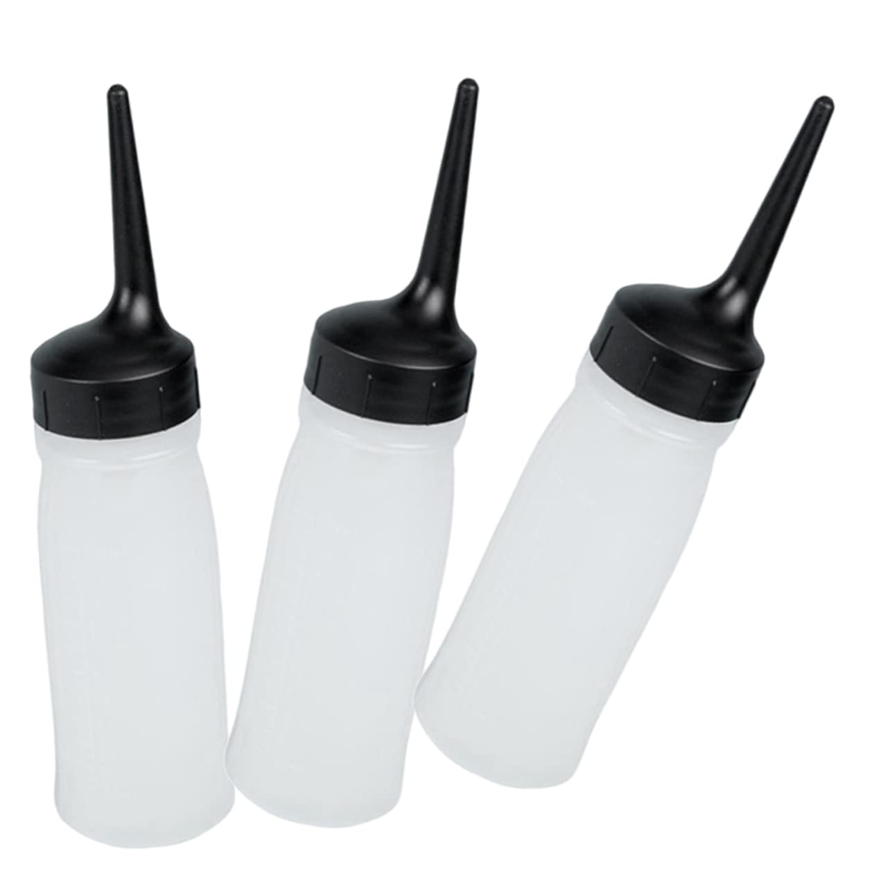 3piezas Botellas Aplicadoras De Tinte Cabello Recargables Punta Ángulo y Escala Graduada Exprimibles Para Salón y Tratamientos Profesionales De Peluquería
