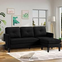 Adjustable L-Shaped Sofa, Modern Craftsmanship Nordic Style Fashion Sofa Set, Apartment Living Room Sofa with Storage for Small SpaceBlack