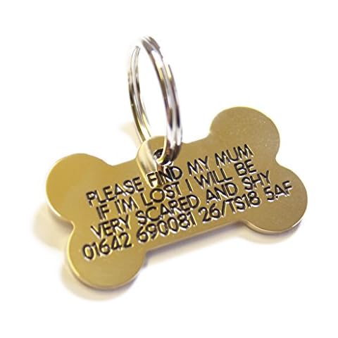 Deeply Engraved Solid Brass Bone Shaped Dog tag, Small 39x22mm Cover