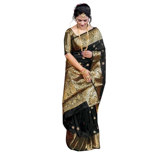 Image of Women's Kanjivaram Silk Saree with Blouse Piece, Banarasi Style,