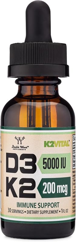 Evorina Vitamin D3 K2 5,000 IU Liquid Drops (5,000 IU of D3 and 200mcg of 99.9% All-Trans Patented K2 MK-7 (K2Vital)) Max Absorption Liquid Vitamin D Drops (30 Servings) by Double Wood | High Strength Herbal Supplement | Clean Label Ayurvedic Wellness-image-44