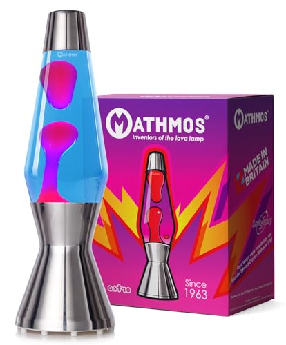 MATHMOS Astro Lava Lamp in Silver | UK Inventors of The 1963 Design Classic | Blue & Pink Lava Lamps Handmade in Britain to The Highest Safety Standards