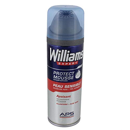 WILLIAMS - Schiuma da barba sensibile per una rasatura morbida e confortevole, 200 ml di puro benessere per lui e lei, confezione da 4