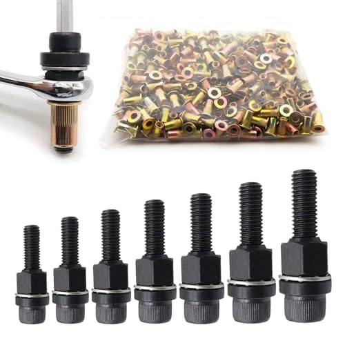 Set de 7 Pinces à Écrous Aveugles M3, M4, M5, M6, M8, M10, M12 – Pince pour Écrous Aveugles avec Écrous et Inserts, Kit d’Outils Rivnut pour Métal et...