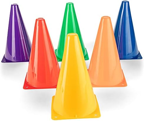 Champion Sports Office TC9SET Field Marker Cone, Red/Orange/Yellow/Green/Blue/Purple, 9 US