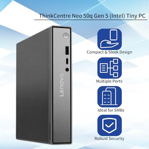 Image of Lenovo ThinkCentre Neo 50q Gen 5 Tiny Business Mini Desktop,13th Gen Intel Core i3-1315U, 8GB DDR5, 512GB SSD, Support 2-Monitor 4K, Wired KB & Mouse, HDMI, Windows 11 Pro, 64GB Flash Drive Bundle