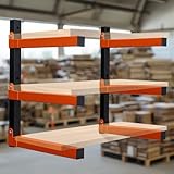 Wefaith Wood Organizer Lumber Storage Rack Wall Mount - Heavy Duty Metal Cantilever Shelves with 3-Level Holds Up 600 Lbs,Indoor & Outdoor Wood Storage Racks for Garage Woodshops Workshops -2 Pack