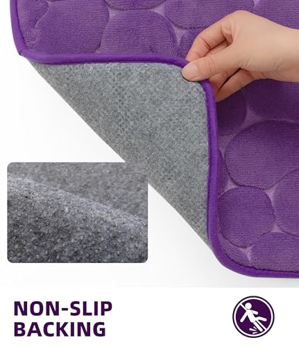 YIHOUSE Memory Foam Bath Mat Cobblestone Bathroom Rugs Super Water Absorbent Bath Mats for Bathroom Machine Washable Bath Rugs(17 x 24,Eggplant) - image 3