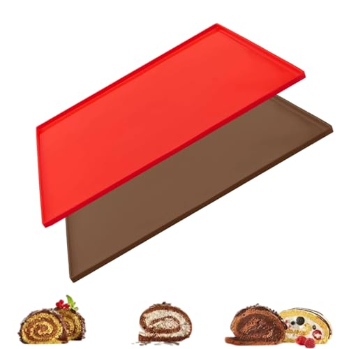 Fokroin 2 piècesMoule à biscuits en silicone，Tapis à gâteau roulé suisse，Tapis de cuisson pour four résistant à la chaleur et aux brûlures， pour...