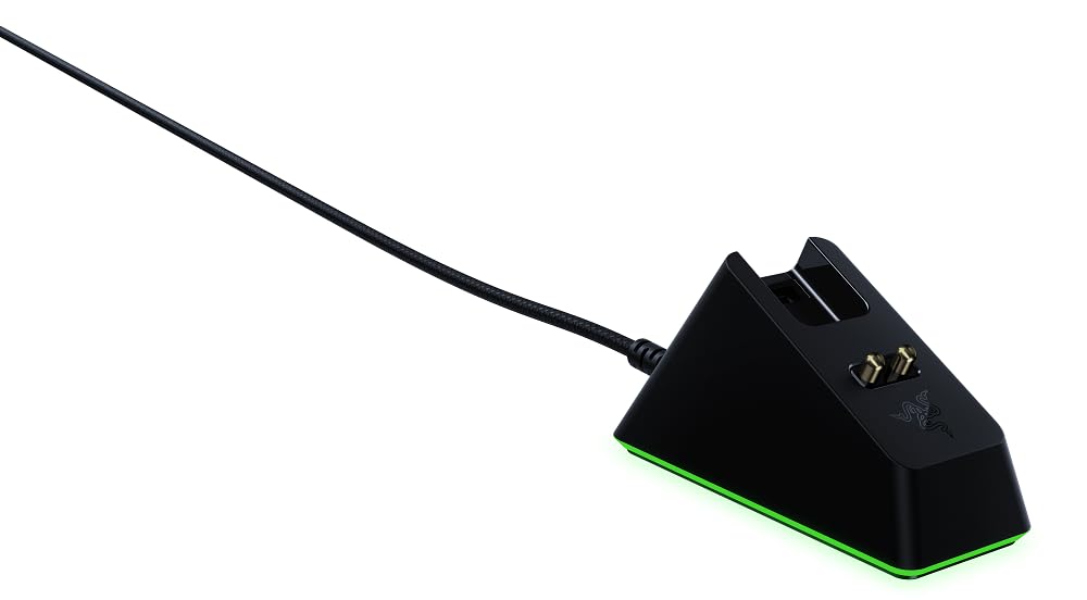 RazerMouse Dock Chroma - Wireless Mouse Charging Dock Chroma RGB (Magnetic Dock with Charge Status RGB Lighting, Anti-slip Gecko Feet) Black