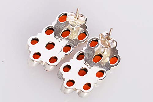Boucles d'oreilles quartz rouge Saint-Valentin argent 925