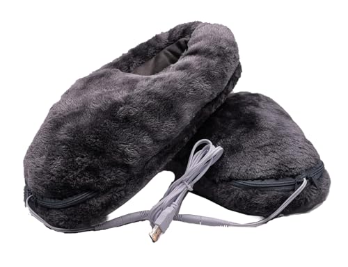 USB Heated Foot Warmers Heat Slippers Heating Pad for Feet Warmers Keep Foot Warm Cold Relief for for Home Office Bedroom (Grey)