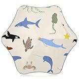 MiaoLD 長傘 キッズ 子供 傘 女の子 小学生 鯨 イルカ 蟹 ネイビー 海星 可愛い 日傘 晴雨兼用 雨傘 男の子 可愛い UVカット 遮光断熱 3-8才向け 撥水加工 軽量 丈夫 子供用傘 手開き 反射テープ付き 先端が丸い設計 通学 通園
