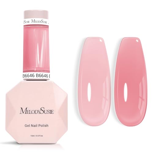 Image of MelodySusie Jeweliver Jelly Gel Nail Polish, 0.5Fl.oz Dreamy Nude Pink Gel Polish Soak Off UV LED Light Cure Gift for Women Manicure Nail Art DIY at Home B6646