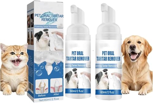 Pet Oral Tartar Remover Spray: Dog Teeth Cleaning Foam for Dogs & Cats - Pet Dental Foaming Care Spray Reduce Tartar for Cats and Dogs(2PC)