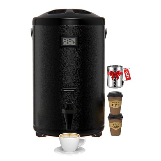 Insulated Beverage Dispenser 2.2 Gallon - 304 Stainless Steel Thermal Hot Beverage Dispenser 8 L, Hot and Cold Drink Dispenser with Spigot for Hot Water Coffee Chocolate Tea Cold Milk Cocoa, Black