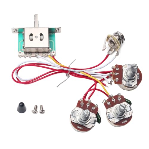 Abaodam 5-way Toggle Guitar Wiring Harness Kit 1 Volume 2 Tone 500k Potentiometer Bass Guitar Wiring Gu101