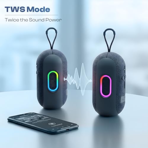 Image of LAPCARE Ozzie 10W Bluetooth Speaker with RGB Lights, TWS Stereo Sound, Dual Bass Radiators, Bluetooth 5.3, 8H Playtime, Portable Wireless Speaker with AUX & USB Support, Made in India - Blue