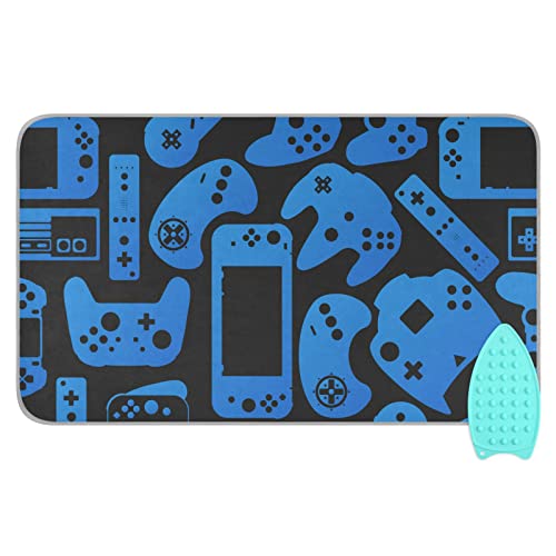 linqin Alfombrilla de planchado de viaje con almohadilla de silicona, controlador de videojuegos, resistente al calor, funda portátil para tabla de planchar para secadora, lavadora, mesa, 47 x 28