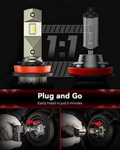 Laxmas H11/H9/H8 Led Light Bulbs, 18000 Lumens 70W 600% Brightness 6500K Cool White, Plug And Play Led Bulbs, Low Beam Halogen Replacement Conversion Kit, Pack Of 2 #TOP5