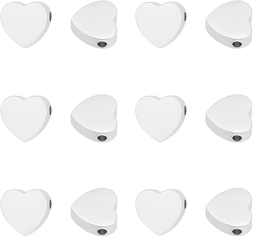 Miniatura 7 de UNICRAFTALE Color mixto, 12 cuentas europeas de 0.315 in, cuentas de acero inoxidable, cuentas espaciadoras de agujero de 0.079 in, cuentas sueltas