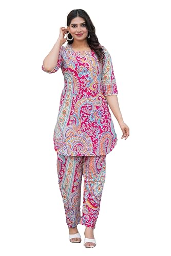 Image of Pistaa's Women Pure Cotton Floral Printed Straight Rounded Hem Co-ord Set