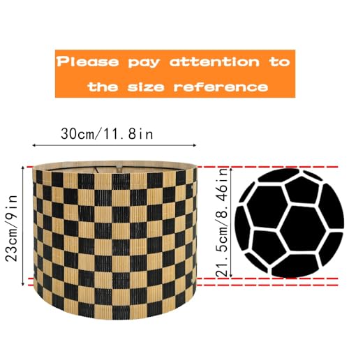 Image of Modern lamp shade Art decorative Black Grid Minimalist 11.8x9Inch | Classic Versatile ,Unique bamboo material,Ideal for Table and Floor Lamps,Effortless Installation