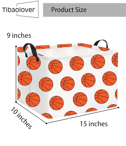 Image of Rectangular Kids Storage Basket Gift Basket Baby Storage Basket Cute Toy Storage Bin Organizer Shelf Book Basket Room Decor(Basketballs)