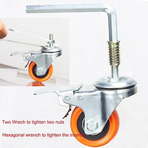 Lenkrollen aus PVC, M8-3,2 x 2,5 cm (Schaftdurchmesser 8 mm, Schaftlänge: 2,5 cm), Rollen mit Bremse, Doppelverriegelung für Zuhause, Büro, Industrie (5,1 cm, mit Bremse)