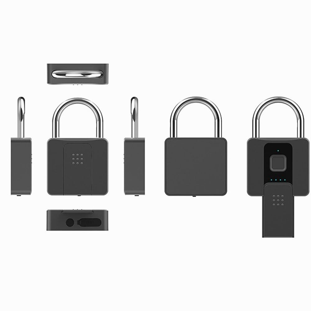 1 candado de almacén impermeable con aplicación de desbloqueo remoto, interfaz de carga USB, bloqueo antirrobo