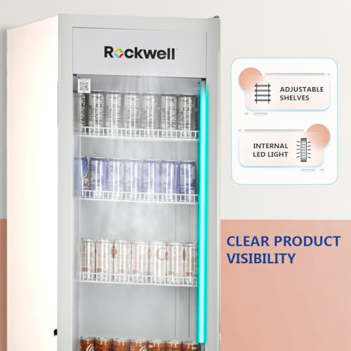 Image of ROCKWELL RVC320A, Visi Cooler, Single Glass Door, 4 Years Warranty, White (Internal LED, Heavy Duty, Dynamic Cooling)