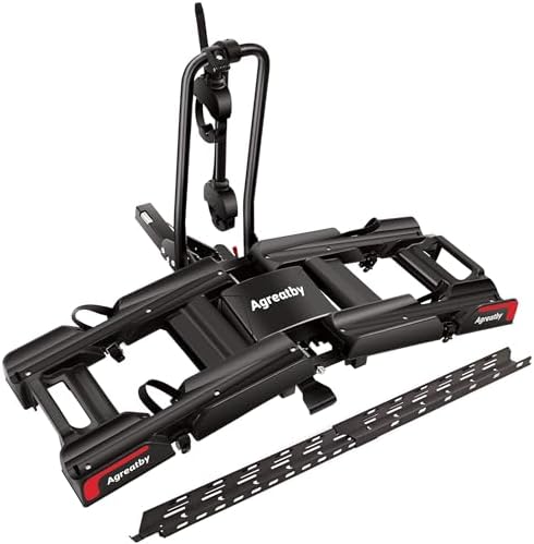 2-Bike Hitch Bike Rack with Ramp - 135 LBS Capacity Fat Tire Ebike Rack, XXL Wheel Straps, Lockable, Foldable & Tiltable - Fits 2" Receivers on Cars, SUVs, Trucks, Trailers - No Installation Needed