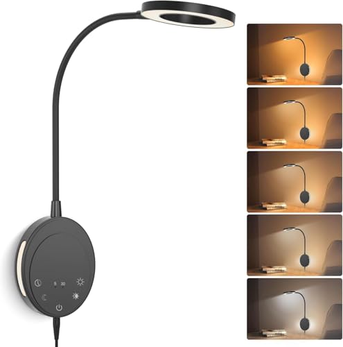 NoeiiT Wall Mounted Reading Light, Bedside Headboard Lights with 5 Color Temperature & 5 Dimming...