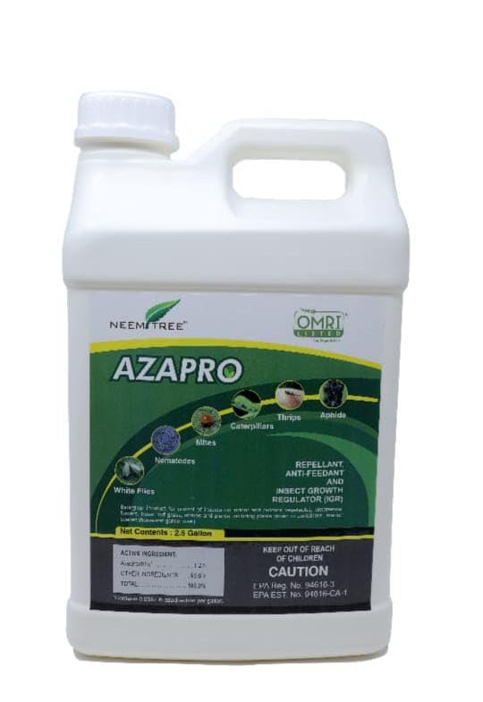 Azapro - Insecticida botánico - Manejo de plagas y control de crecimiento concentrado para jardinería orgánica (2.5 galones)
