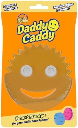 Scrub Daddy Daddy Caddy - Smile Face Sponge Holder with Built in Dual Non-Slip Suction Cups for Convenient Storage, Smart Storage, Promotes Drying, Easy to Clean, Dishwasher Safe- 1ct