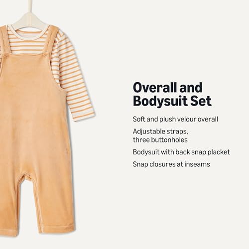 Image of Amazon Essentials x Sofia Grainge Unisex Babies' Velour Overall and Long Sleeve Bodysuit Set