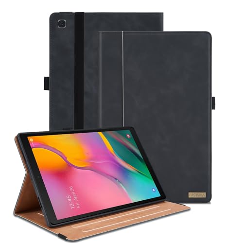 Case for Samsung Galaxy Tab A 10.1 2019 (SM-T510/T515) Multi-Angle Viewing Smart Cover with Pocket Business PU Leather with Card Slot for Galaxy Tab A 10.1 Inch 2019 Tablet Black