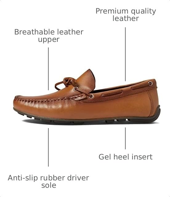 Image of Men's Genuine Leather Casual Slip on Tie-Bow Loafers