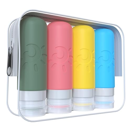 Image of Zafit Travel Bottles for Toiletries, TSA Approved Travel Containers 3oz Leak Proof Travel Tubs Refillable Liquid Travel Accessories for Shampoo Conditioner Lotion Body Wash(Multicolored F)