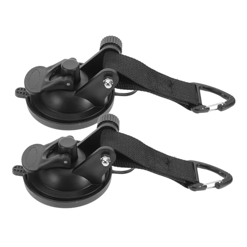 TOYZFRIENDY 2pcs Heavy Duty Suction Cup Anchors for Car Camping Multi-Functional Black TPU Hooks with Covers Strong Adhesion Tie Down for Tent Accessories Car Awning Outdoor Use