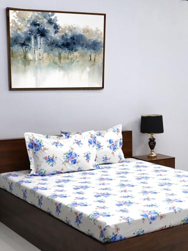 Bombay Dyeing Super Queen Sheet Set, 100% Pure Cotton, 164 Thread Count, Super Queen Sheet Set, Bedsheet with 2 Pillow Covers, Super Soft, 525B Bedsheets Collection (Sage Blue) (B0D3QBN2B3) Amazon Price History, Amazon Price Tracker