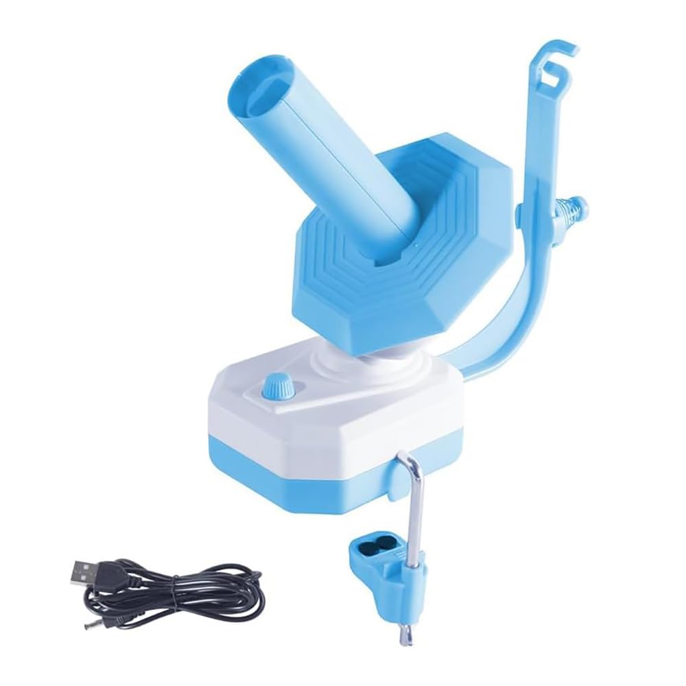 Wool Winder, Fully Automatic Yarn Winder, Single and Electric Drum Rotor Wool Collector Assistant Knitting Assistant (Blue)