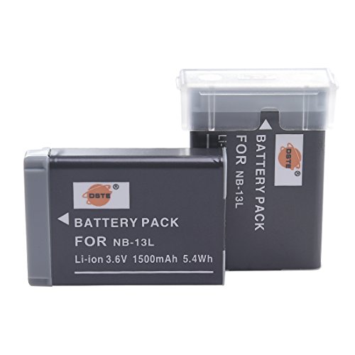 DSTE Replacement for 2X NB-13L Battery Compatible Canon PowerShot SX740 HS G5X G7X G9X G7 X Mark II G9X Mark II SX620 HS SX720 HS SX730 HS G1 X Mark III G5Â XÂ MarkÂ II Digital Camera as NB13L