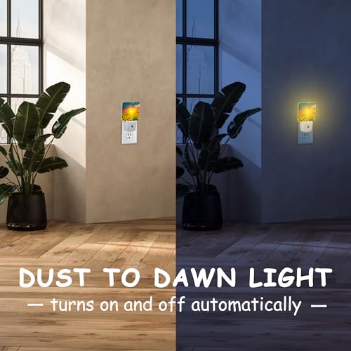 Image of Night Light for Kids Girls Boys,Sunflower Fields During Sunset LED Night Light Plug into Wall with Dusk to Dawn Sensor for Room Decor,Hallway,Kitchen,Bathroom,Nursery,Stairs