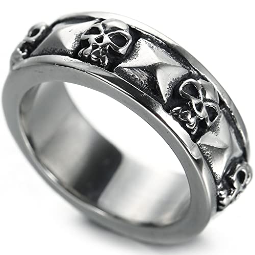 Bague gothique tête de mort en acier pour vos soirées rock et looks motard
