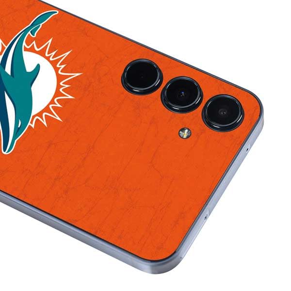 Skinit Decal Phone Skin Compatible with Galaxy A36 5G - Officially Licensed NFL Miami Dolphins Distressed- Orange Design
