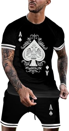 Men's Short Sets Outfits 2 Piece Summer Tracksuit Vacation Outfits Short Sleeve Shirt and Shorts Set Sport Sweatsuit